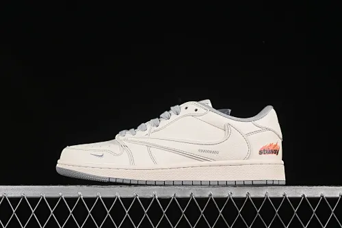 All Categories Air Jordan Jordan Series Basketball Shoes Air Jordan 1 Low High-end Customized Low-top Shoes Travis Scott x Fragment Design x Air Jordan 1 Low OG SP AJ1 Stussi Joint Rice Gray Flame Low-top Cultural Casual Shoes ZH2598-228